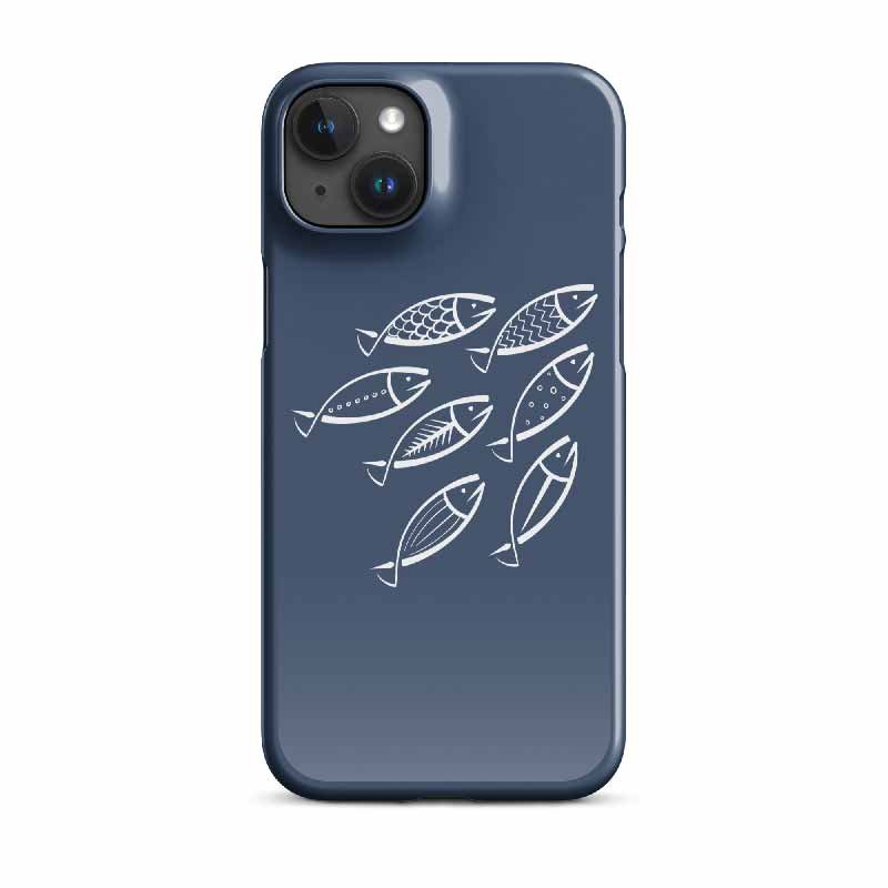 Coque iPhone bleue poissons
